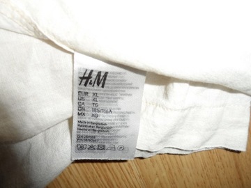 H&M STÓJKA LEN jak NOWA LNIANA BIAŁA KOSZULA r XL 45
