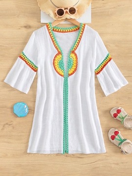 KIMONO DZIEWCZĘCE Z SZYDEŁKOWYM ZDOBIENIEM BIAŁE SHEIN 146