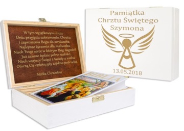 БЕЛАЯ КОРОБКА С БИБЛИЕЙ ДЛЯ КРЕЩЕНИЯ И ПРИЧАСТИЯ ПОДАРОК ​​С ГРАВИРОВКОЙ ДЛЯ РЕБЕНКА