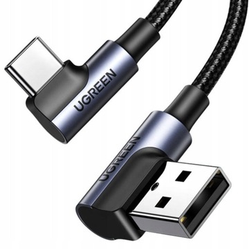 Кабель USB-C — USB-A 2.0 угловой UGREEN US176 3A 3м