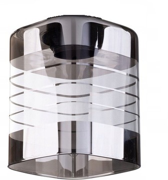 KLOSZ DO LAMP E27 SZKLANY KWADRAT CHROM PASKI PRZEZROCZYSTY 10x12 cm