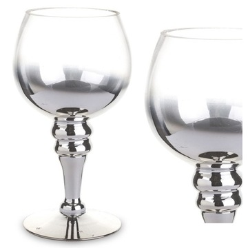 Świecznik Szklany Na Tealight KIELICH SREBRNY 20cm