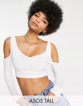 DESIGN TALL PRĄŻKOWANY CROP TOP Z WYCIĘCIAMI M