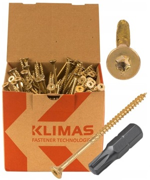 Wkręty do Drewna TORX Ciesielskie Klimas Stożkowe KMWHT 8x100 50 szt + BIT