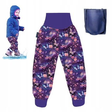 SPODNIE outdoor, trekkingowe, przeciwdeszczowe dziecięce, motyle 3D 104 PL