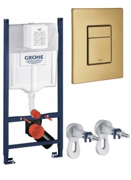 STELAŻ WC GROHE RAPID SOLIDO 3W1 PRZYCISK ZŁOTO SZCZOTKOWANE
