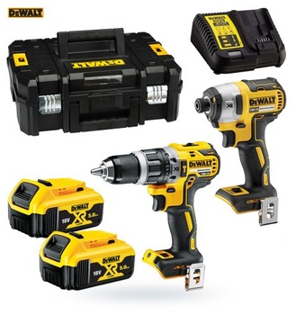 Zestaw 18V 2x5Ah wkrętarka DCD796 zakrętarka udar DCF887 DeWALT DCK266P2T