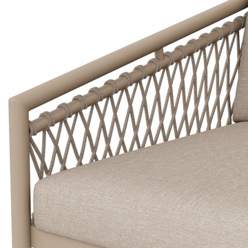 Modern Rope Garden Set w/ Cushions, Patio & Balcony Sofa, Khaki