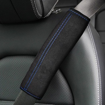 Чехлы на ремни безопасности из алькантары Чехлы на ремни безопасности с синей нитью 2 шт.