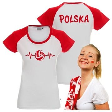 KOSZULKA DAMSKA POLSKA SIATKÓWKA EKG LINIA ŻYCIA T-SHIRT DAMSKI VOLLEY MŚ