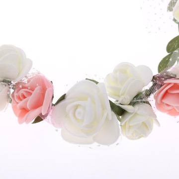 Damska girlanda do włosów dla nowożeńców z kwiatami. Damska girlanda dla nowożeńców z kwiatami w kolorze białym i różowym