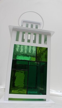 Витражный фонарь Бело-зеленый фонарь Garden House