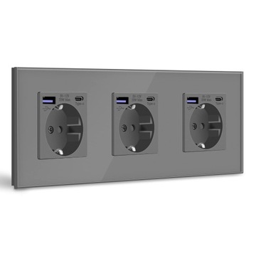 Gniazdko wtykowe Schuko z USB C 20 W, szybka