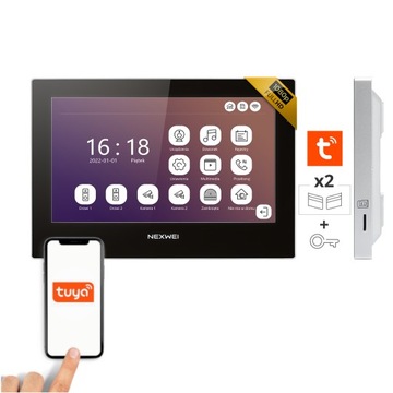 Видеодомофон 7 IPS WiFi Full HD Tuya 140-градусный считыватель памяти DVR-рекордер