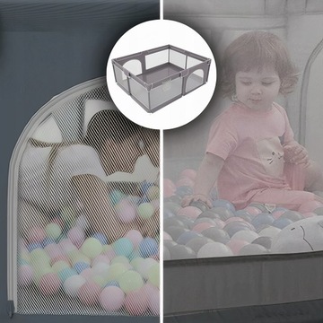 Детский манеж Сухой бассейн Площадка 180х150см ПРЕМИУМ Стабильный Серый