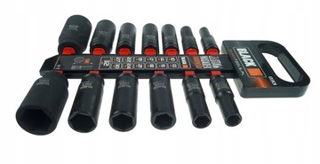 НАБОР УДАРНЫХ НАСАДОК 10-32 ММ 1/2 ДЮЙМА ЧЕРНЫЕ 13 ШТ. ЧЕРНЫЕ