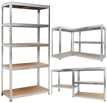 REGAŁ MAGAZYNOWY METALOWY LEGGER - 5 PÓŁEK - UDŹWIG 875 KG - 150x75x30 CM