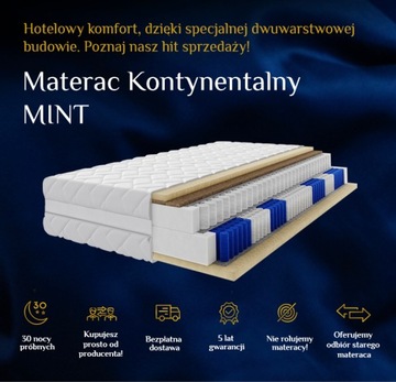 Матрас двухслойный толстый 140х200 Континентальный кокосовый латекс х2 МЯТА