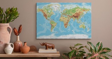 Картина КАРТА МИРА на польском языке на стену 120х80