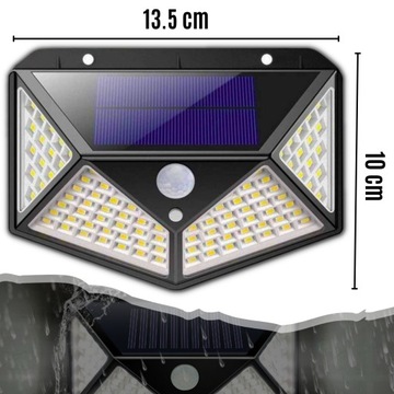 СОЛНЕЧНАЯ ЛАМПА 100 LED С ДАТЧИКОМ ДВИЖЕНИЯ В СУМЕРКАХ, НАСТЕННЫЙ ФАСАД