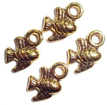 ZAWIESZKI CHARMS MAŁE RYBKI 10szt ZŁOTE RYBY CHARMSY DO BRANSOLETEK