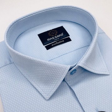 Błękitna koszula męska elegancka z delikatnym strukturalnym tłoczeniem