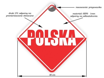 ПОЛЬША - ФЛАГ - ПРИСОСКА ДЛЯ ОКНА АВТОМОБИЛЯ