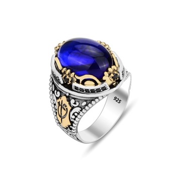 Distinguished 925K Silver Men's Ring with Oval Tanzanite