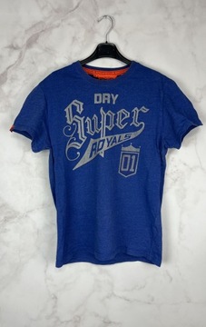 Superdry Niebieski T-Shirt Męski Napisy L 40