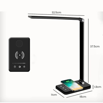 НАСТОЛЬНАЯ СВЕТОДИОДНАЯ ЛАМПА С БЕСПРОВОДНОЙ ЗАРЯДКОЙ ПОРТ USB ДЛЯ ЗАРЯДКИ 600 ЛМ