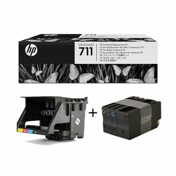 Głowica Hp 711 C1Q10A T120 T520 T130 T125 T525 + 4 TUSZE