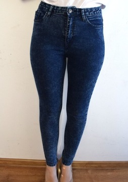Top Secret spodnie jeansy wysoki stan ciemne marmurki 38 m