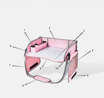 Wielofunkcyjny stolik podróżny dla dzieci do samochodu organizer,Granatowy