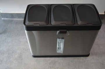 SONGMICS Контейнер для сортировки мусора 3x15л, серебристый