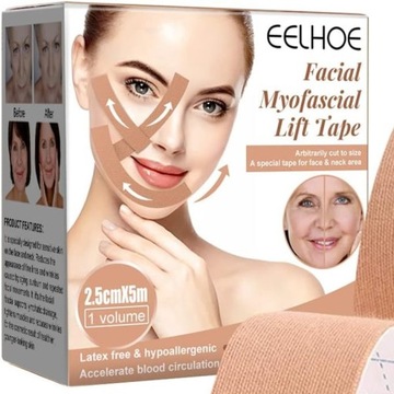 Taśma do FACELIFTINGU KINESIOTAPING TEJPY TAPING TWARZY dekoltu SZYJI 5M