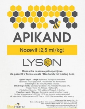 Торт АПИКАНД с НОЗЕВИТОМ 1кг КОРМ ДЛЯ ПЧЕЛ Апиканд с НОЗЕВИТОМ торт