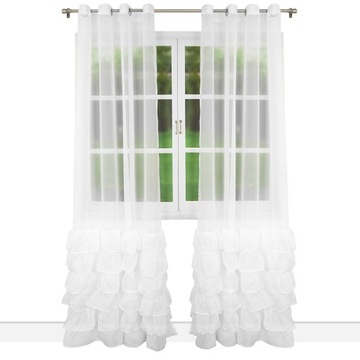 Elegancka Firana woalowa z falbanami 250 x 145