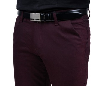Spodnie eleganckie męskie bordowe w kratę - 32