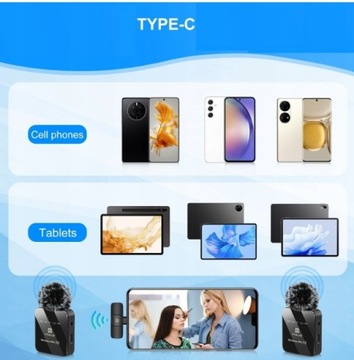 2x Bezprzewodowy Mikrofon Krawatowy Telefonu PULUZ USB-C ANDROID iOS PU648B