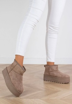 БЕЖЕВЫЕ СНЕЖНЫЕ БОТИНКИ С УТЕПЛЕНИЕМ БОТИНКИ-СЛИПОНЫ НА ПЛАТФОРМЕ 40