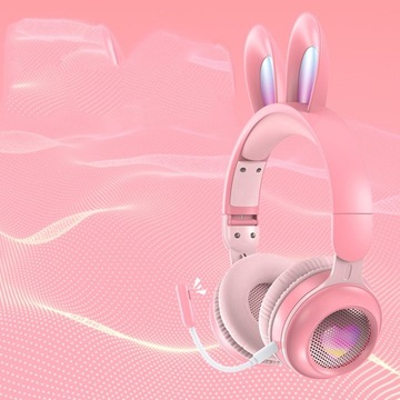 Складные беспроводные наушники с подсветкой RGB, розовые