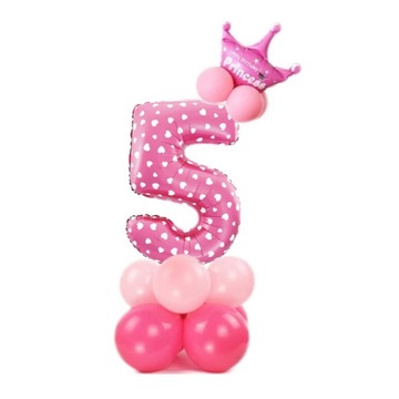 Zestaw Balonów Różowych Cyfra 5 Lat Stojąca 110cm