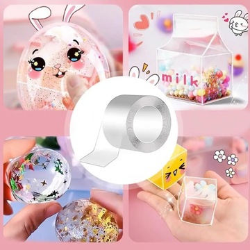 1 Set 300CM Nano Tape Bubble Toy with Straw Charm Sticker Inflator Tweezer