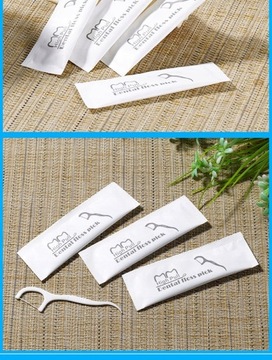 Белая зубная нить в индивидуальной упаковке