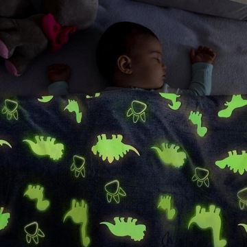 СВЕТЯЩЕЕСЯ ОДЕЯЛО 150Х200 МЯГКИЙ ПЛЕД ДЛЯ ДЕТЕЙ СВЕТЯЩИЕСЯ ДИНОЗАВРЫ