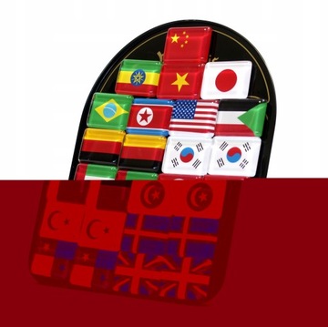 MAGNESY DO TABLICY SZKLANE FLAGI ZESTAW 24SZT