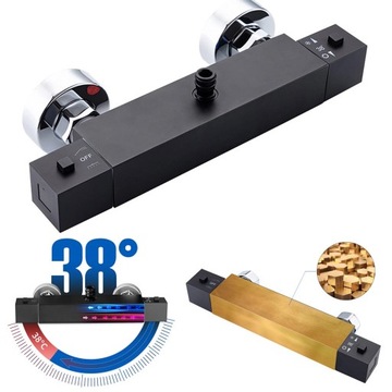 ZESTAW PRYSZNICOWY TERMOSTAT STALOWY BATERIA DESZCZOWNICA 30X30CM CZARNY