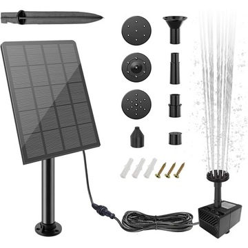 POMPA SOLARNA FONTANNA DO OCZKA WODNEGO SŁONECZNA 5 DYSZE 220L/h 2.5W