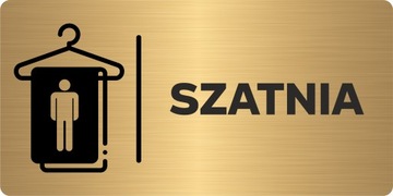 SZATNIA MĘSKA | Tabliczka informacyjna nierdzewna ZŁOTA | Druk UV na płycie