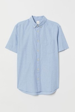 H&M Bawełniana koszula Regular fit z krótkim rękawem kieszeń casual męska L